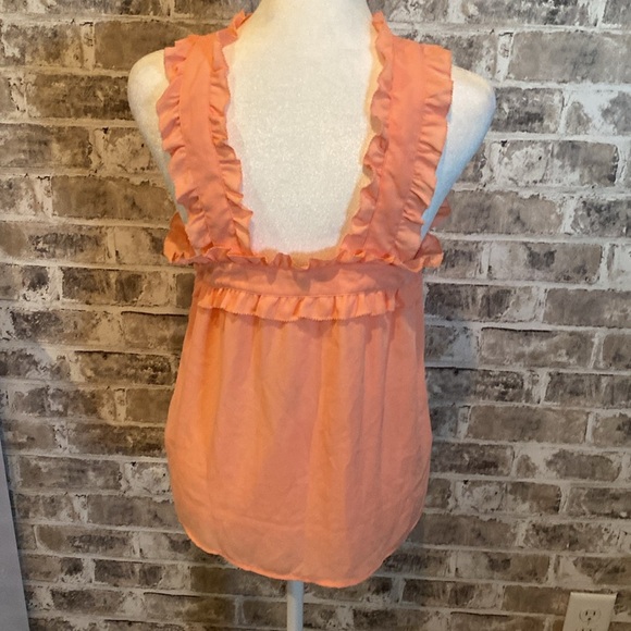 J. Crew Dress Tank. Size 4. Adorable ruffle straps. Cross-strap front. Coral. - Picture 6 of 13